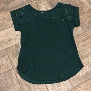 Green Shirt with lace detailing on top